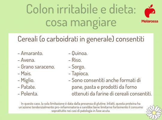 Dieta del colon irritable: alimentos FODMAP a eliminar, alimentos recomendados, ejemplo de menú
